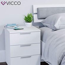 Vicco Comodino Bianco Tavolo da Notte Con 3 cassetti Comò cassettone