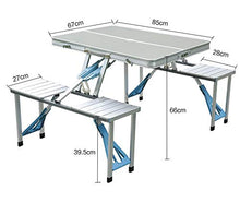 Tavolo pieghevole all'aperto portatile in lega di alluminio elevato tavolo pieghevole e set di sedie, barbecue picnic auto-guida mercato bianco