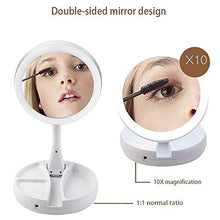 Specchio per Il Trucco, Specchio per Il Trucco Illuminato A LED Specchio per Il Trucco con Ingrandimento 10X Doppio Alimentatore Accessori per Il Trucco Portatile Specchio per Il Trucco con Luci