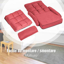 COSTWAY Poltrona Divano, Sedia da Terra con Braccioli e Cuscino, 5 Livelli Regolabili, Multifunzione e Pieghevole, 70 x 56 x 54 cm, Bianco/Rosso/Blu (Rosso)