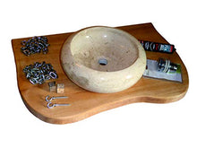 NT Tino Kittner - Lavabo rustico in legno con pietra naturale, con set di montaggio