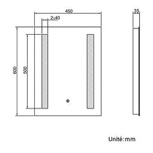 SIRHONA - Specchio a LED per bagno con illuminazione 60 x 45 cm, a specchio, da parete, per cosmetici