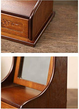 Specchio per il Trucco Desktop in Legno con cassetto, Girevole Rotante a 360 Gradi Pieghevole