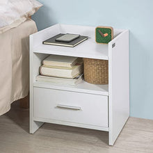 SoBuy Comodino Bianco, Comodino Letto con cassetto FBT66-W