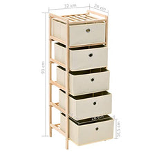 FAMIROSA Armadietti 2 pz con 5 Cesti in Tessuto e Legno di Cedro Beige