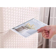 Contenitore rettangolare a 3 cassetti con 3 cassetti in effetto rattan, dimensioni circa 40 x 35 x 68 cm, beige