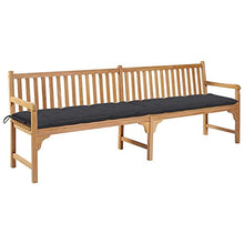 vidaXL Panca da Giardino con Cuscino Antracite 240 cm Massello di Teak