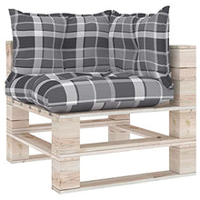 Buyounger Cuscini per Divano Pallet 3 pz Grigio Motivo a Quadri Tessuto
