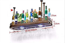 Portabottiglie vino rosso portabottiglie portabottiglie cornice per bicchiere da vino appeso calici retrò cornice per bicchiere da vino rosso grucce per vino capovolte con luci (dimensioni: 100 * 27