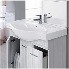 Inbagno Arredo Bagno Moderno a Terra Larghezza 82 cm Colore Grigio Completo di Specchio e Lavabo in Ceramica