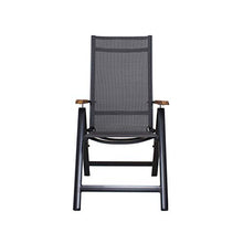Ambientehome Sedia pieghevole in alluminio, 4 x 4 cm, braccioli in acacia nero