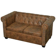 vidaXL Divano Chersterfield a 2 posti Imbottito Pelle Artificiale Marrone Sofa