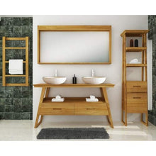 Mobiletto per lavabo Helena, in legno di teak massiccio, larghezza dal mobiletto 140 cm