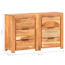 FAMIROSA Cassettiera 118x33x75 cm in Legno Massello di Mango