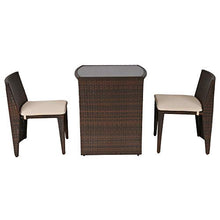 Outsunny Set 2 Pezzi Mobili da Giardino in Rattan con 1 Tavolo e 2 Sedie con Cuscini, Design Salvaspazio, Marrone