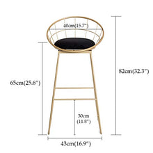 Sgabelli da Bar con Seduta in Velluto Nero, sgabelli da Bar contemporanei da Cucina con Sgabello da Bar, Altezza Seduta: 65 / 75cm