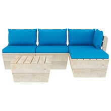 SKM Set Divani da Giardino su Pallet 5 pz con Cuscini Legno Abete (88.4kg) Blu-3460