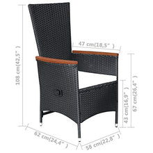 SKM Set da Pranzo da Giardino 9 pz con Cuscini in Polyrattan Nero (107.6kg) Nero-7679