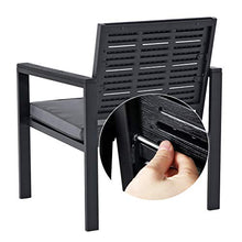 SONGMICS Set di 3 Mobili da Giardino, Salotto da Giardino con 2 Sedie, 1 Tavolino, 2 Cuscini Sfoderabili, Struttura in Ferro, Nero GGF03BK