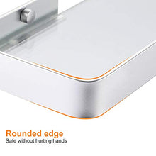 Kinlo - Mensole da bagno e mensole senza fori, in vetro temprato, autoadesive, in alluminio, da appendere alla parete, per cucina, bagno, doccia, colore: Argento 25 cm