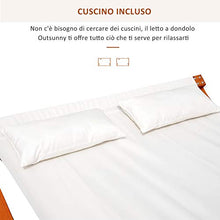 Outsunny Amaca da Giardino con Struttura in Legno, Lettino in Cotone per 2 Persone con Cuscini, 200x150x45cm Bianco
