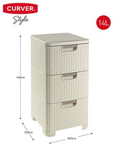 CURVER 206314 - Cassettiera in Polipropilene, Aspetto in Vimini, 3 x 14 L