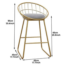 GYPPG Leisure Cafe Bar Stools Kitchen Breakfast,Dining Room Chair,Hollow Gold Iron Frame,Footrest,Anti-Slip,45/65/75cm