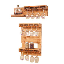 WAN Portabottiglie da Vino in Legno di Pino a 2 Strati | Supporto per Calice Supporto per Calice per Vino Appeso 8 ripiano in Vetro per Vino Contenitore per ripiano per spezie Scaffale per ripia