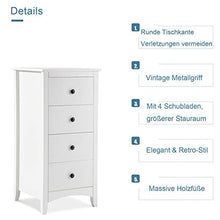 JGONas Cassettiera bianca con 4 guide per cassetti, moderna, elegante e facile da usare, per armadi, soggiorno, camera dei bambini, corridoio, bianco