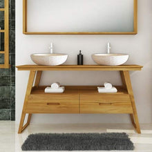 Mobiletto per lavabo Helena, in legno di teak massiccio, larghezza dal mobiletto 140 cm