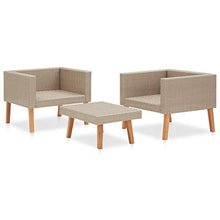SKM Set Divani da Giardino 3 pz con Cuscini in Polyrattan Beige (27kg)