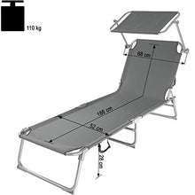 TecTake Set 2X Lettino a Sdraio per Prendere Il Sole con L'ombrello Parasole 190cm Arredamento da Giardino Grigio