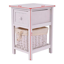 LICHUAN Comodino Moderno Comodino Camera da Letto Comodino Mini Due Piani 1 Cassetto Armadio In Legno Con Cesto Bianco Fine Tavolo Facile Da Assemblare