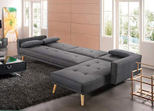 Divano angolare convertibile, design scandinavo, in tessuto, colore: grigio