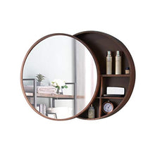 Specchio da Parete alla Moda Specchio da Bagno Nordico Specchio per Bagno sospeso con Mobile Contenitore Specchio Decorativo Tondo Oversize in Legno massello