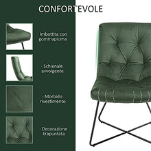 homcom Sedia per Soggiorno, Cucina o Sala da Pranzo Moderna e Imbottita in Metallo Nero e Tessuto Verde 55x75x90cm