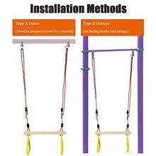 ValueHall Altalena con Anelli da Ginnastica con Anelli di Plastica y Corda Regolabile per Bambini Trapezio in Legno V7110B