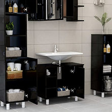 vidaXL Armadio da Bagno Nero Lucido 60x32x53,5 cm in Truciolato