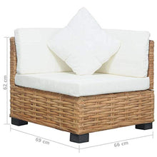 VidaXL - Divano angolare con cuscini in rattan naturale