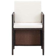OUSEE Set da Pranzo da Giardino 5 pz con Cuscini Polyrattan Marrone
