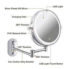 HGXC Specchio per Il Trucco a Parete con ingrandimento 5X Specchio da Bagno Pieghevole su Due Lati Retrattile a 360 Gradi
