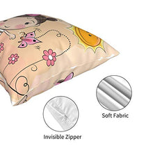 Fodere per Cuscini per Ragazza Cartone Animato 18x18, Fodere per Cuscini Quadrati con Farfalla, Fiore di Prato, Rosa Sole, Giardino