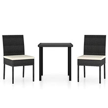 SKM Set da Pranzo da Giardino 3 pz in Polyrattan Nero (23.4kg)