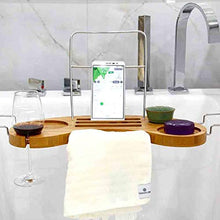 Ppy778 Supporto per Vasca da Bagno - Supporto per Telefono Cellulare Retrattile in bambù da Bagno Multifunzione