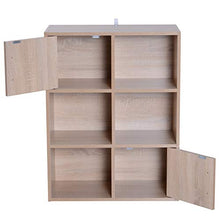 homcom Libreria Scaffale Mobiletto in Legno con 3 Ripiani 4 Scompartimenti e 2 ante, 61.5x29.5x80cm