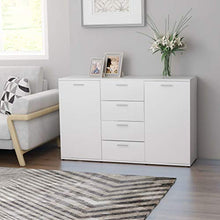 Credenza moderna con cassetti e ripiani 120 x 35,5 x 75 cm, mobile ausiliare con cassetti comò, bianco