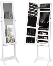gengxinxin Armadietto per Gioielli con Specchio Armadietto per Gioielli con Specchio in Legno Bianco 42 × 36,5 × 152