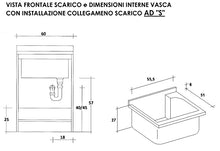 MONTEGRAPPA Mobile Lavatoio 60x60x85cm 2 Ante ASSE in Legno Edilla Bianco