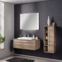 FACKELMANN - Set di mobili da bagno Stanford, 4 pezzi, con mobiletto da appendere e lavabo in ceramica, 110 cm e specchio da bagno a LED