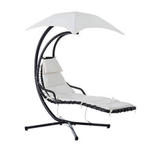 miozzi Sedia Dondolo Pensile Relax Chaise Longue di Lusso con Tettuccio Crema